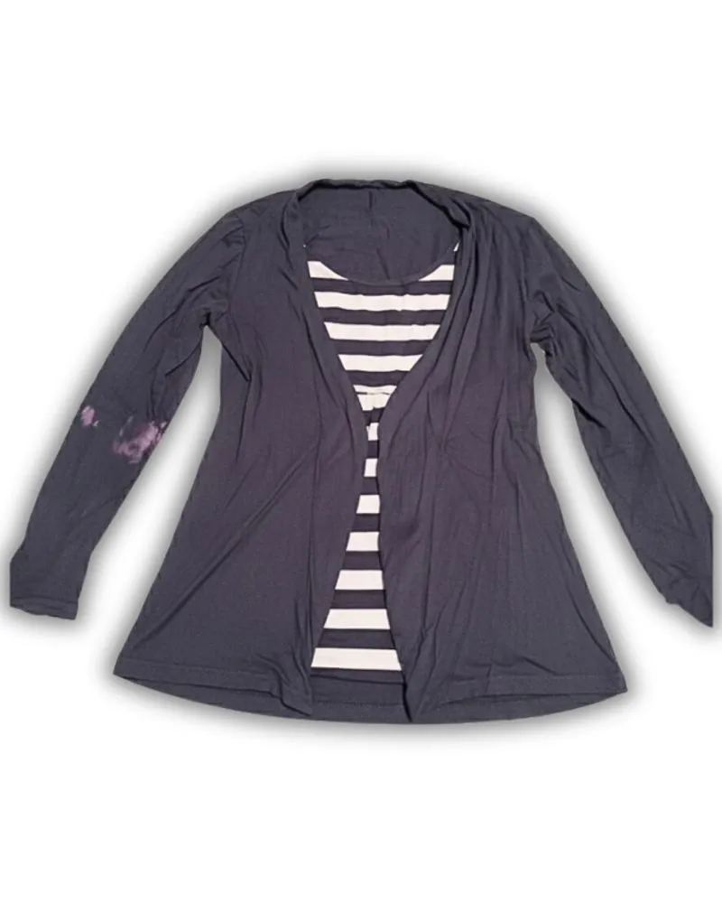 Grey Cardigan with Stripe Inner photo 1