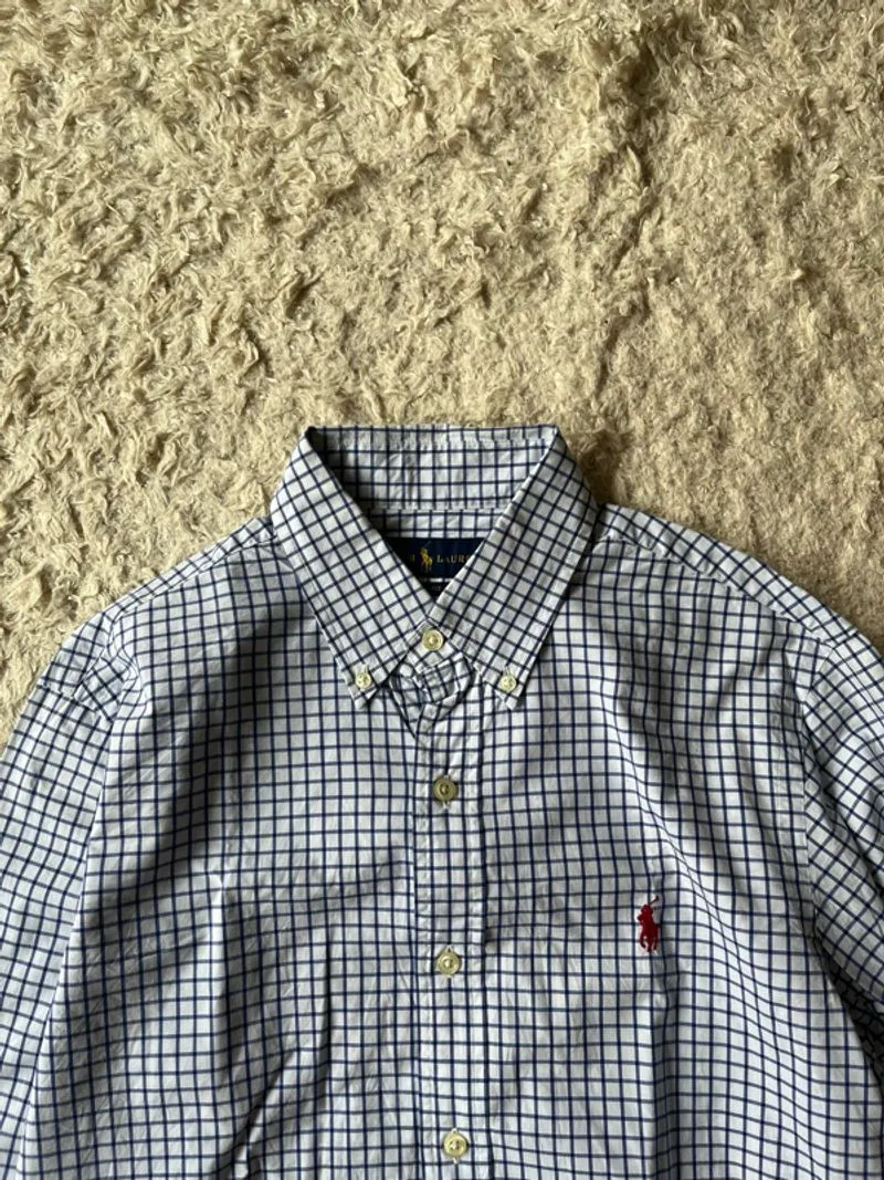 Ralph Lauren shirt checkered blue and white photo 1