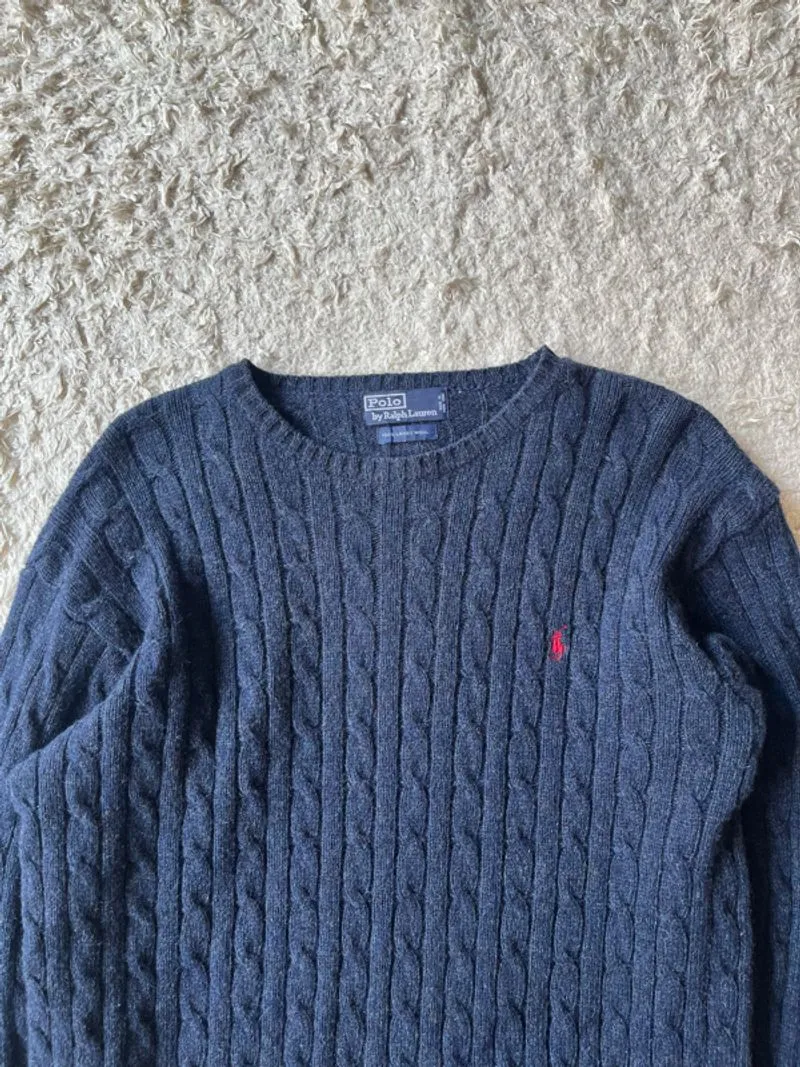 Ralph Lauren cable knit sweater navy photo 1