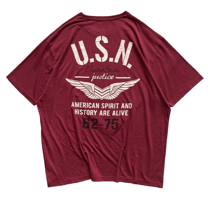 Japanese brand Streetwear Vintage T-shirt Pria burgundy photo 1
