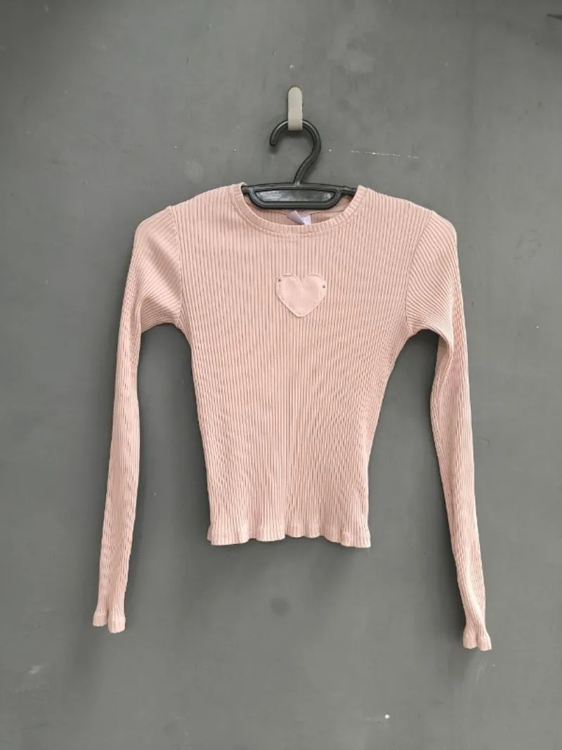 Zara Kaos Knit Longsleeves Fit Body Dusty Pink photo 1