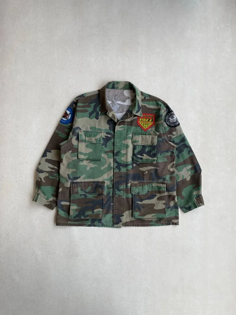 BDU FATIGUE JACKET WOODLAND CAMOFLAGE PATERN OFFICIAL PATCH  photo 1