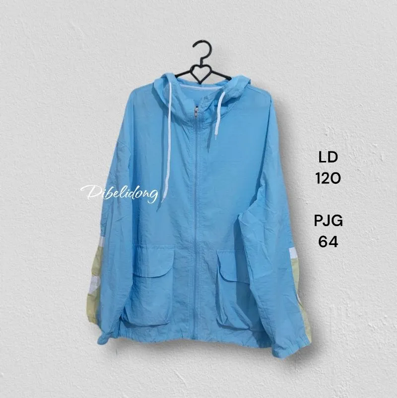 Jaket hoodie parasut biru muda photo 1