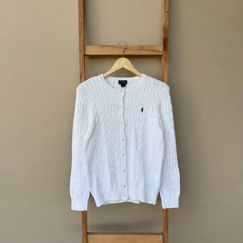 polo ralph lauren oneck mini cotton cable knit cardigan  photo 1