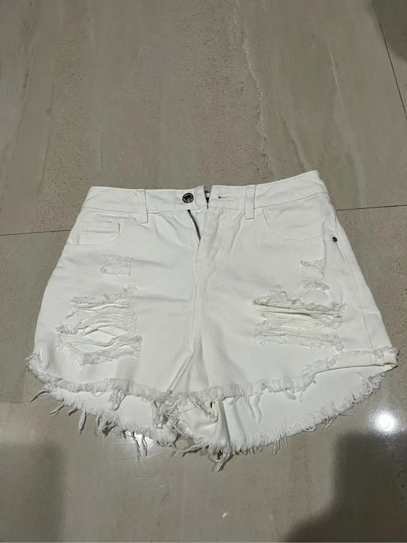 jay jays white ripped denim shorts photo 1