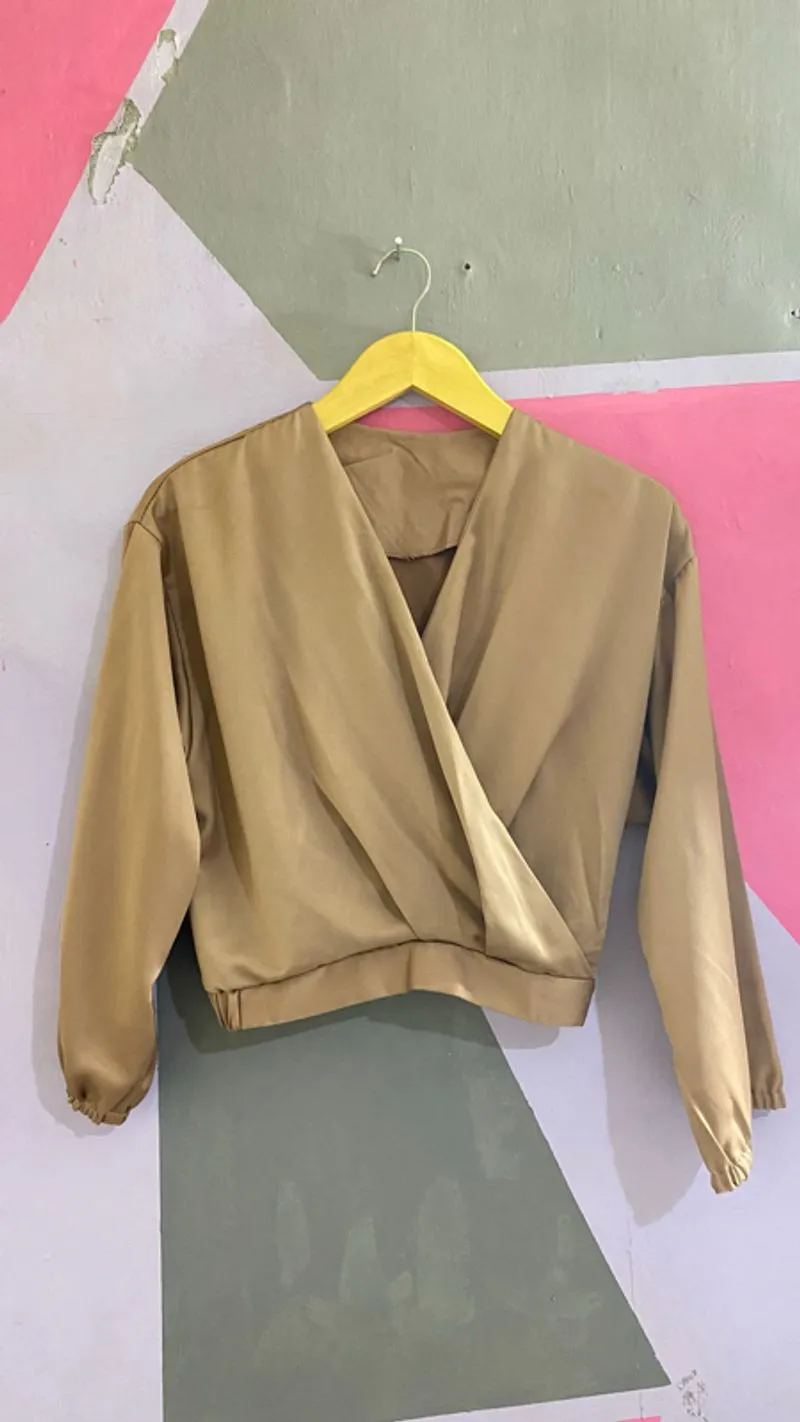 Wrapped Brown Blouse / Satin Blouse Kerja Formal Elegant photo 1