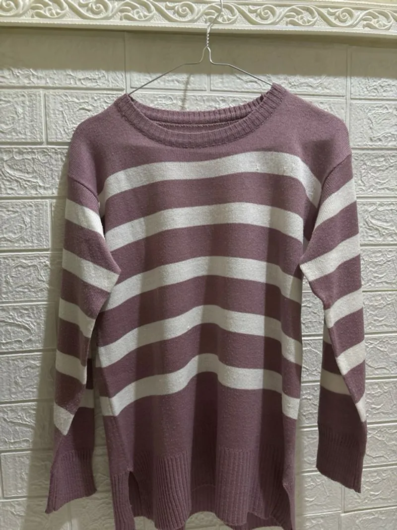 Sweater rajut wanita garis garis photo 1