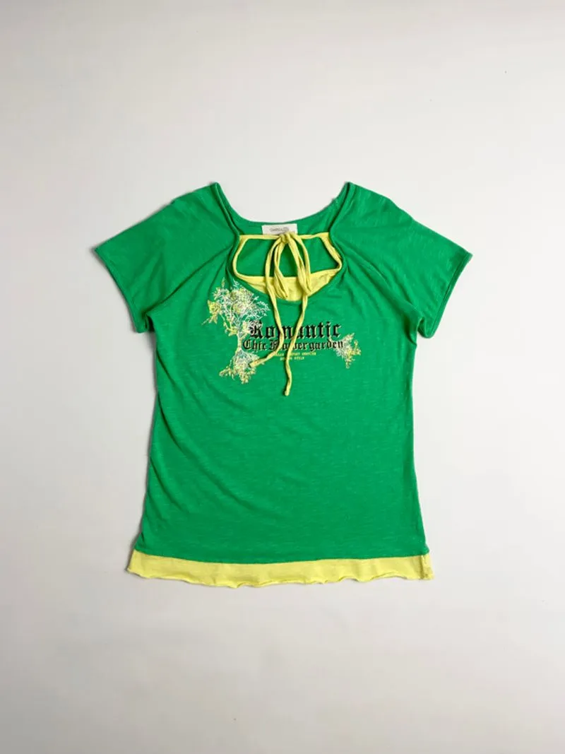Y2k OMPHALOS Tee With Floral Graphic photo 1