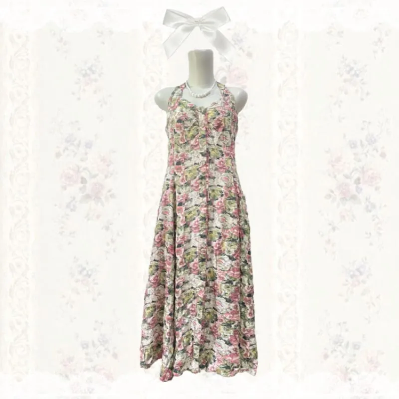 Halter Summer Floral Dress photo 1