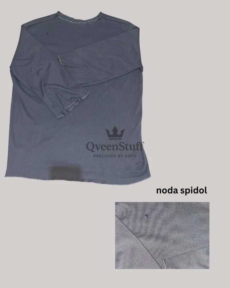Kaos Lengan Panjang Rib Abu-abu Gelap photo 1
