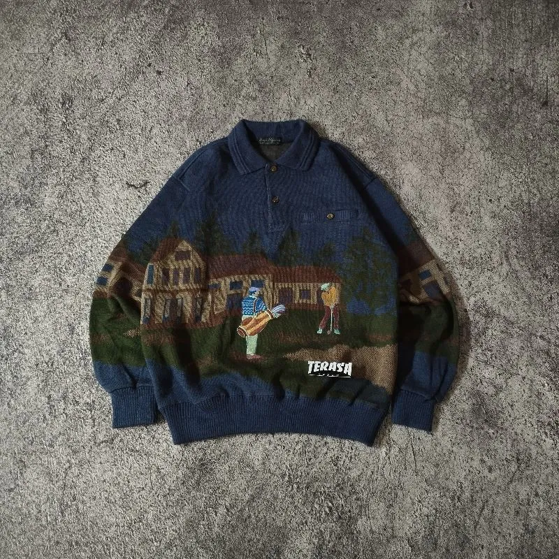 Japanese brand Vintage Sweater Pria navy photo 1