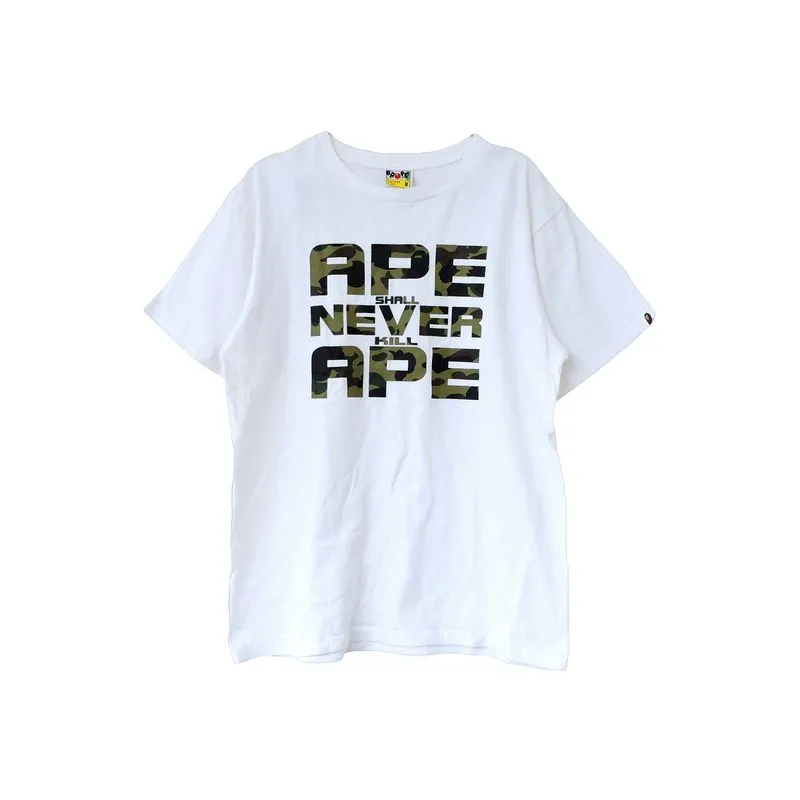 A BATHING APE 'APE SHALL NEVER KILL APE' CAMO TYPE T-SHIRT photo 1