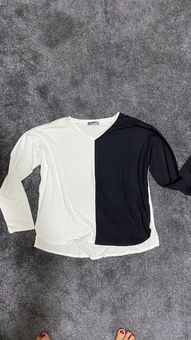 Casual Blouse Wanita white black photo 1
