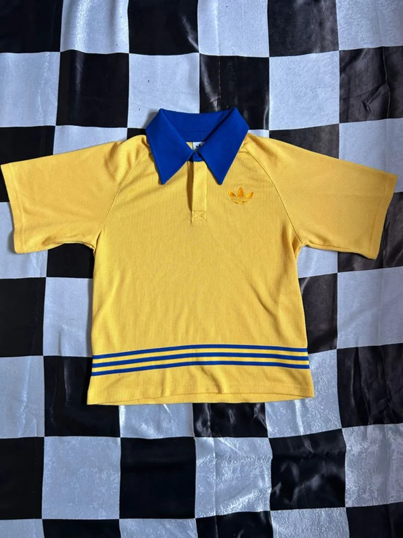Adidas Adicolor 70s Knit Polo Shirt in Bold Gold photo 1