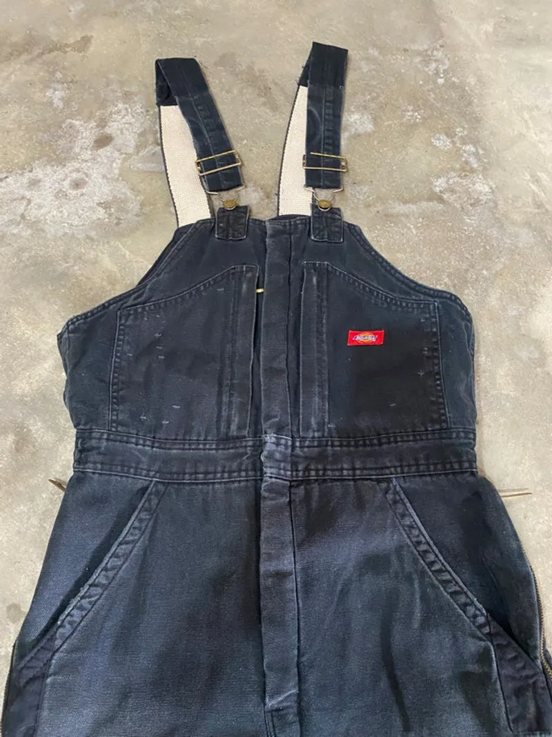 ViNTAGE 80's 90's DICKIES Insulated Double Knees Black Zip-U photo 1