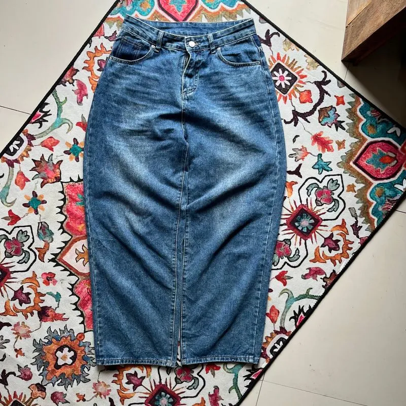 Streetwear Skater Jeans Pria gray blue photo 1