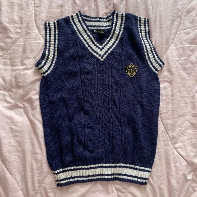 preppy korean schoolgirl knit vest photo 1