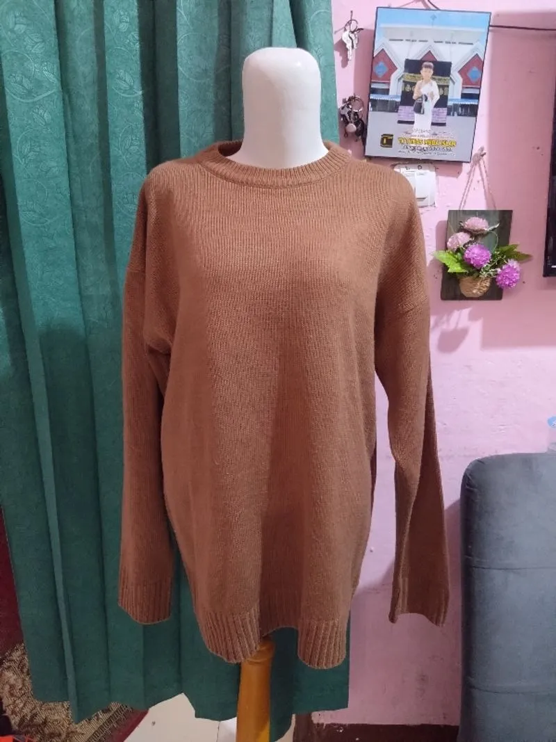P194 Sweater coklat bahan tebal
 photo 1