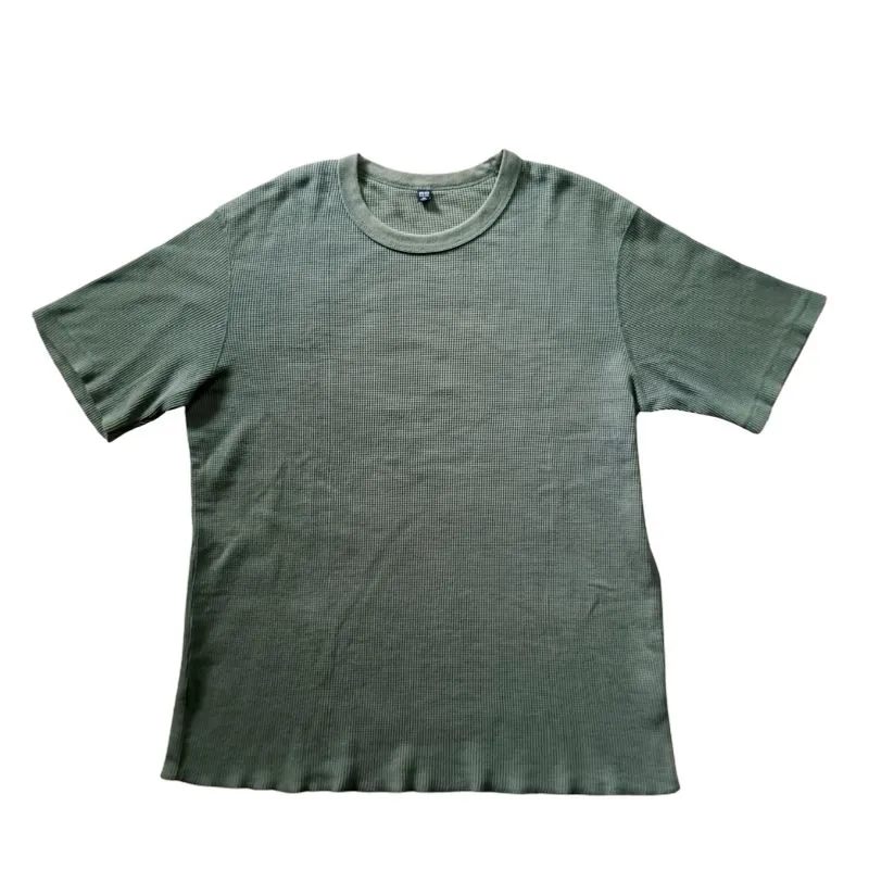 Uniqlo knit waffle tshirt sage green photo 1