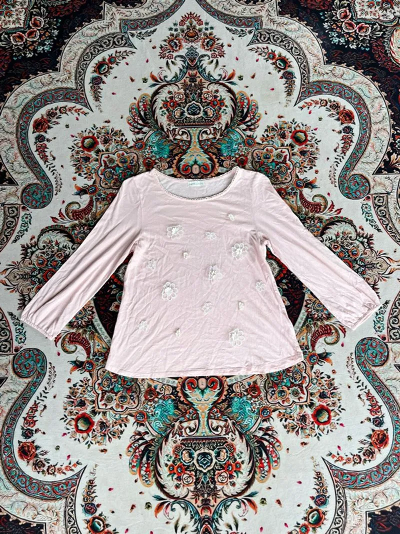 pink long sleeve with ruffles flower photo 1