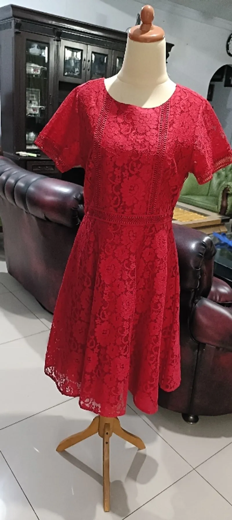 Dress merah natal brukat photo 1