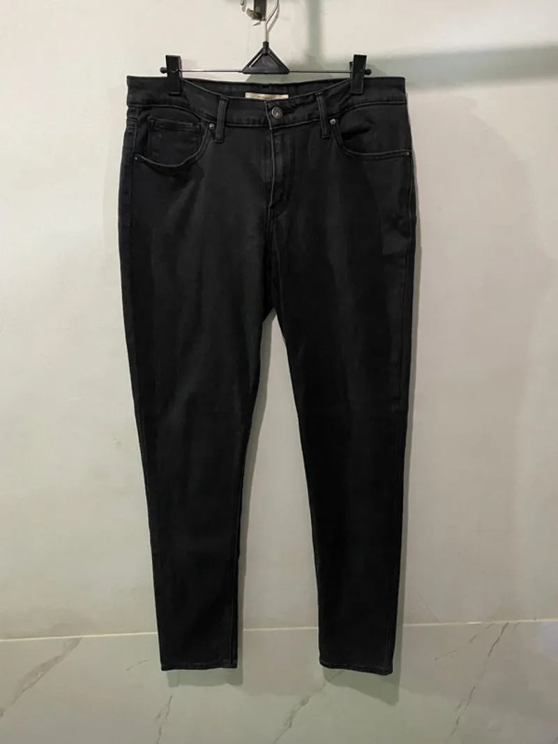 Levis 711 Womens Denim Jeans Size 31 Grey Black Skinny Leg M photo 1
