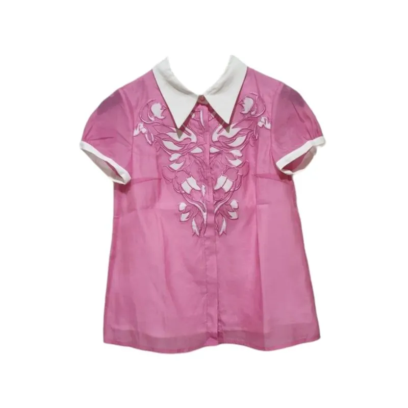 Vintage Shirt Wanita white pink photo 1