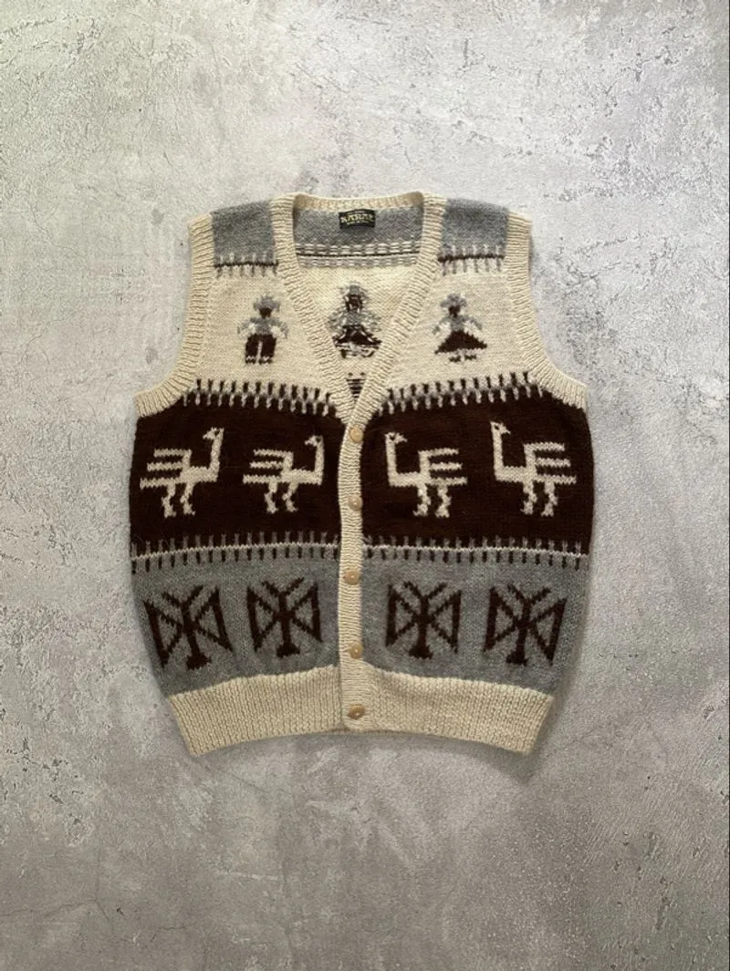 Vintage Vest Karae Inca Alpaca Wool Knitted photo 1