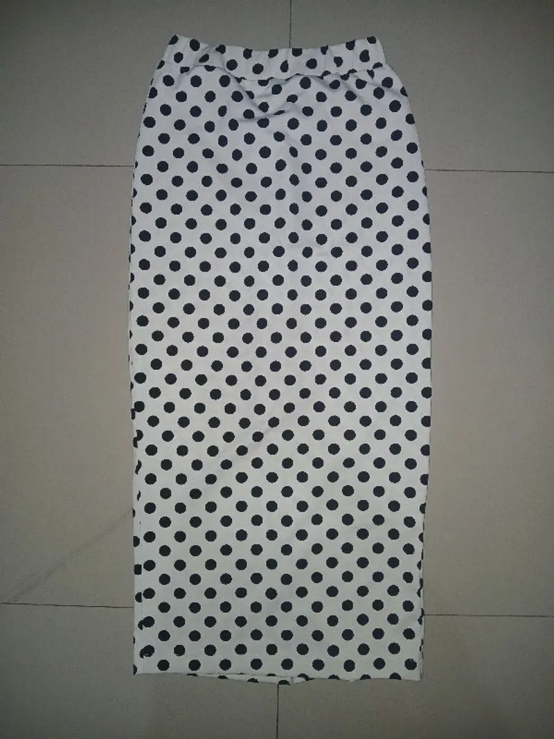 Y2K vintage polkadot white maxi skirt span pencil skirt photo 1