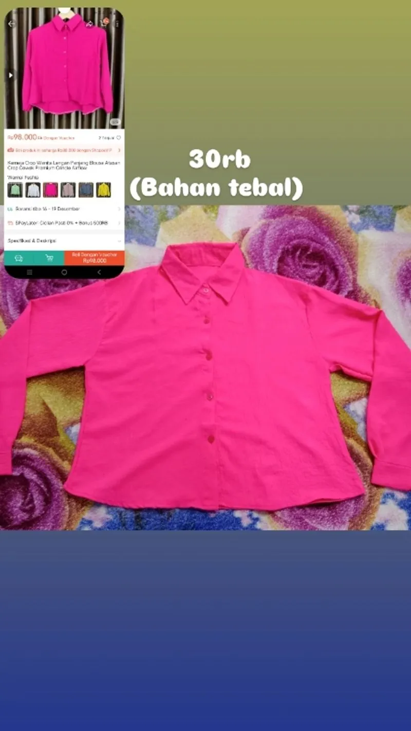 Kameja warna pink, bahan lumayan tebal ga nerawang photo 1