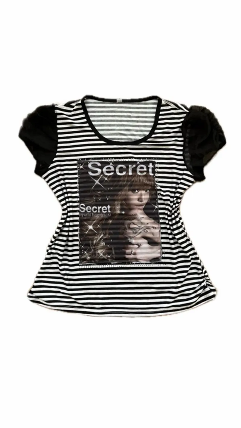 2000s ayumi hamasaki secret j-pop stripe puff tee photo 1