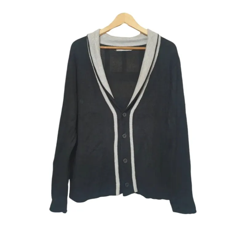 Vintage Minimalist Cardigan Pria black gray photo 1
