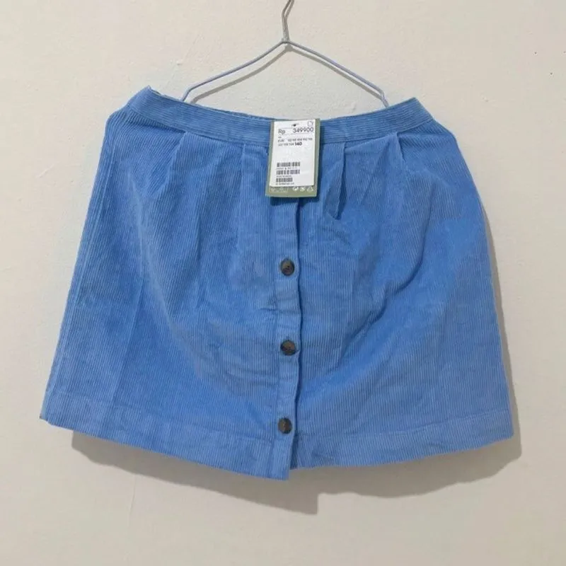 H&M skirt corduroy biru photo 1