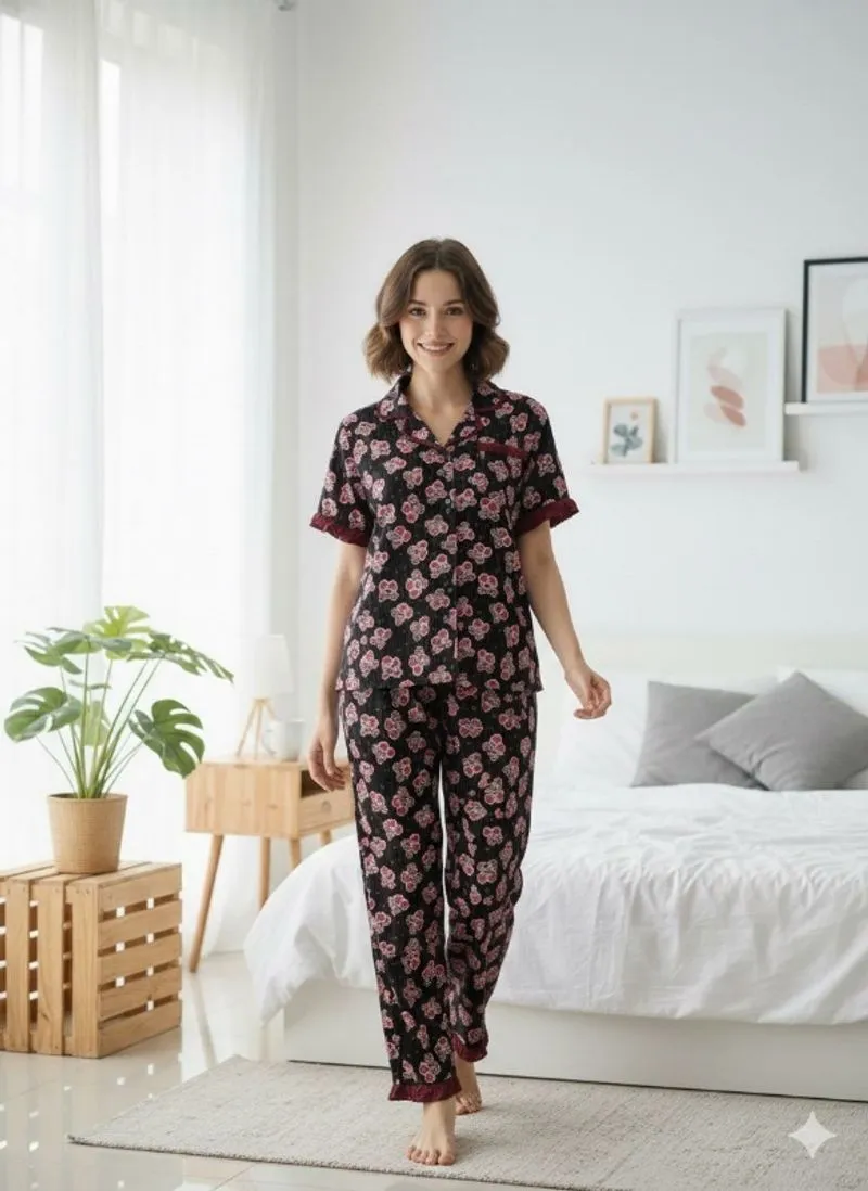 Piyama Alena Set Pd PJ Rayon Premium Top LD 120 Kancing Depa photo 1