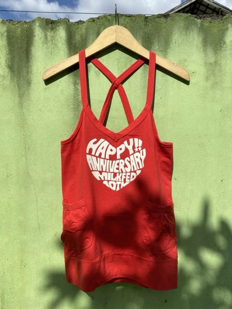 Y2K Cute Red MILKFED Pocket Tank Dress Sleeveless Top photo 1