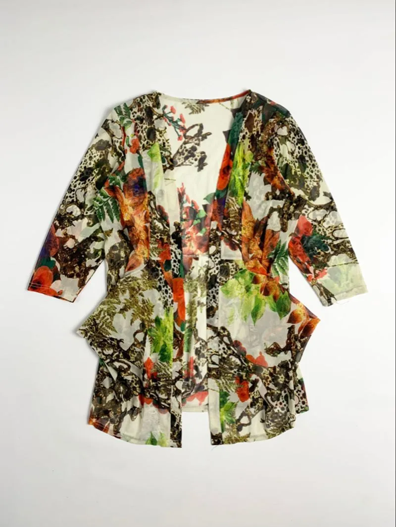 Y2k Graphic Cardigan Mesh With Floral Graphic photo 1