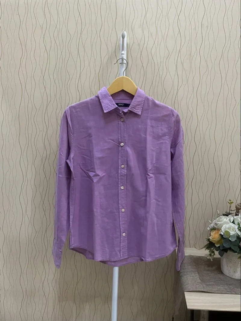 Kemeja brand spao kerja casual ungu lylac lilac panjang photo 1