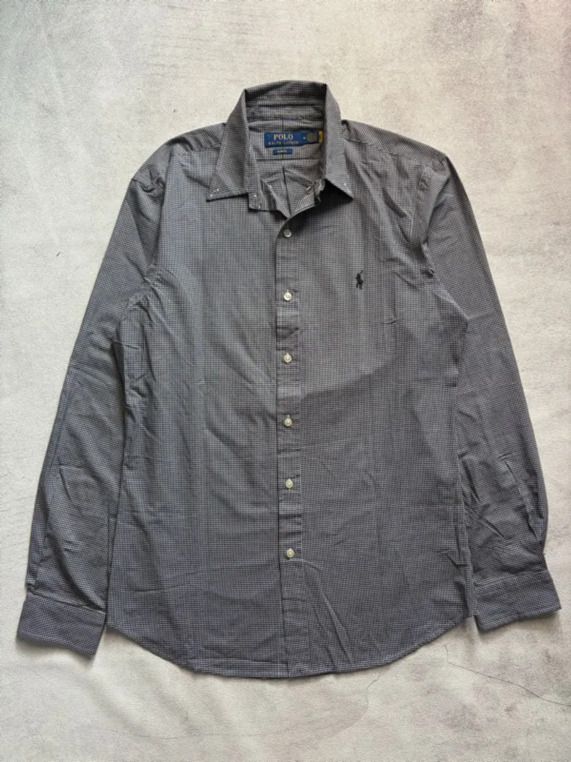 Kemeja oxford Polo Ralph Lauren stripe grey with barcode🩶🐎 photo 1