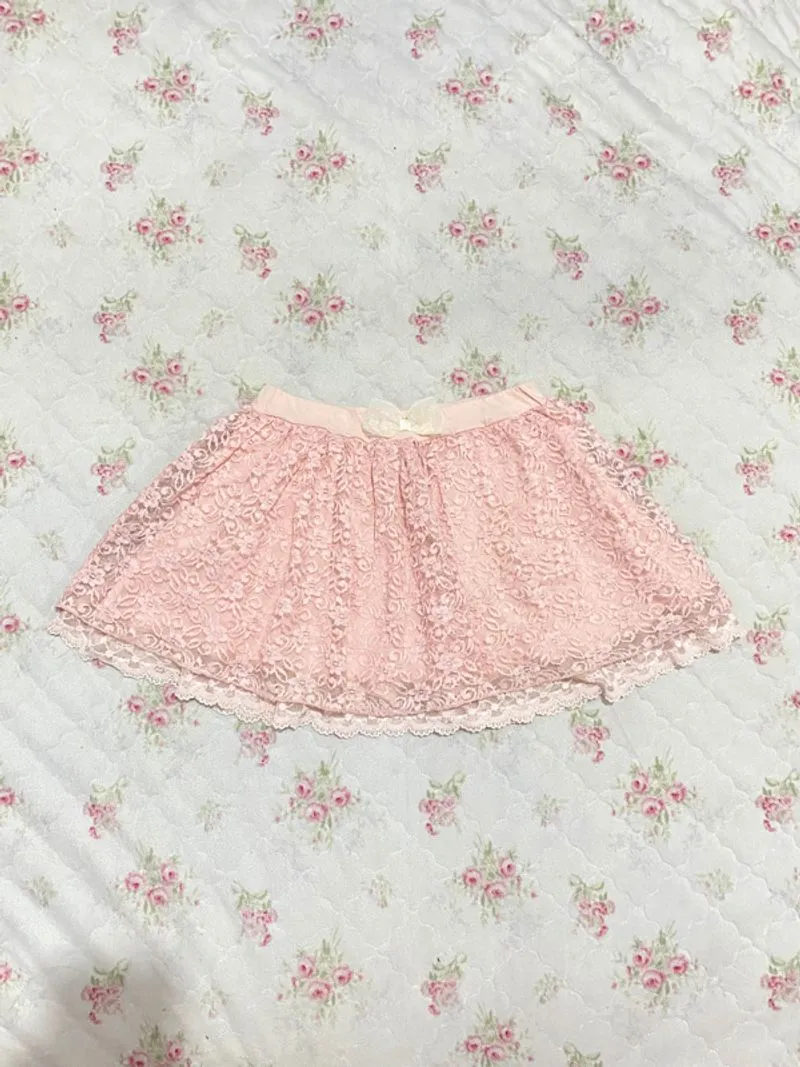 Miniskirt babypink lace fairycore coquette kawaii rare peri  photo 1