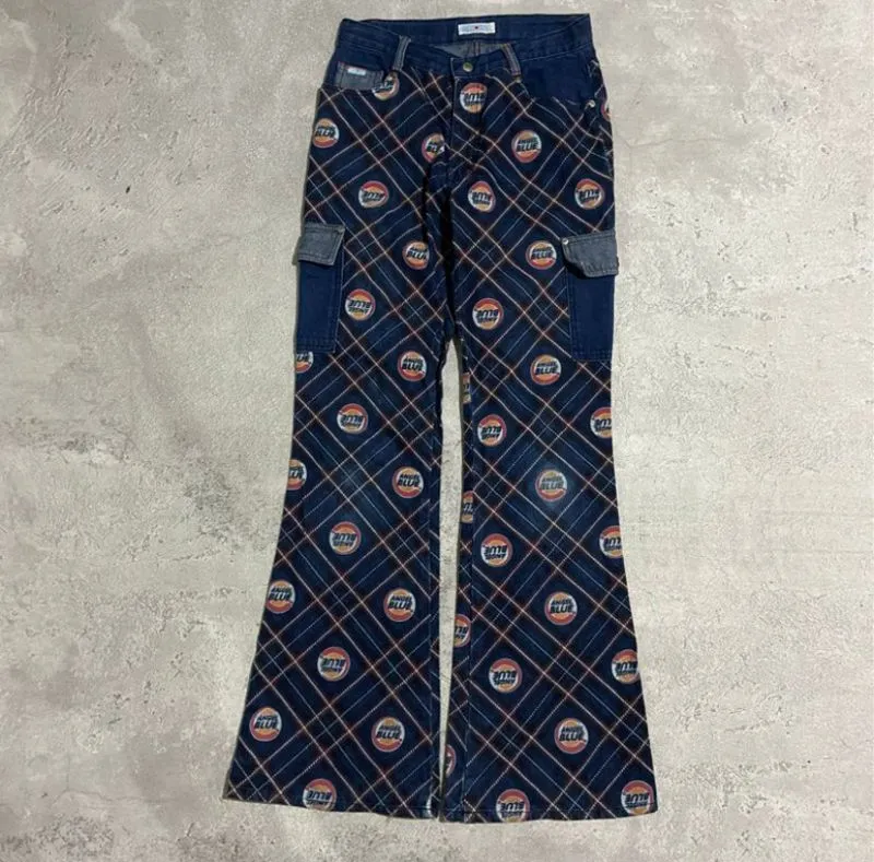 Angel Blue Flare Pant cargo Print Logo 2000an photo 1