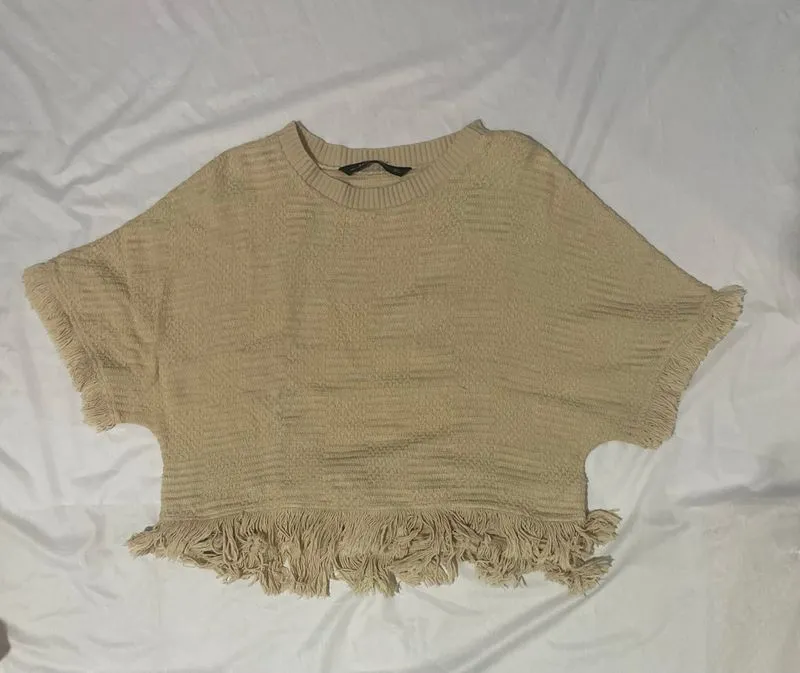 ZARA Textured Knit Top with Fringe photo 1
