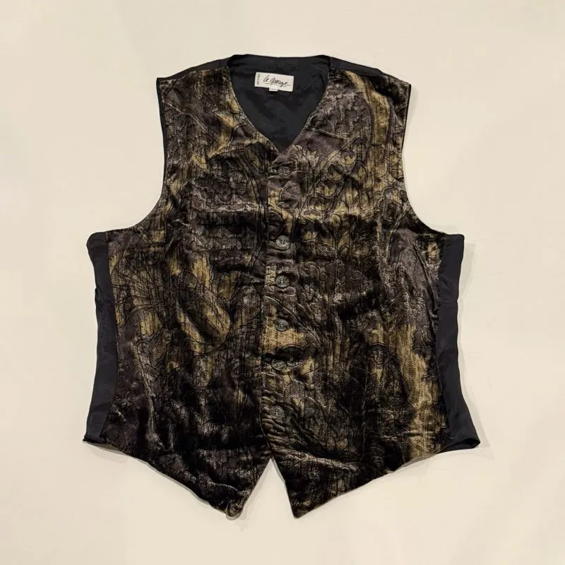 Vintage Patterned Silk Velvet Vest  photo 1