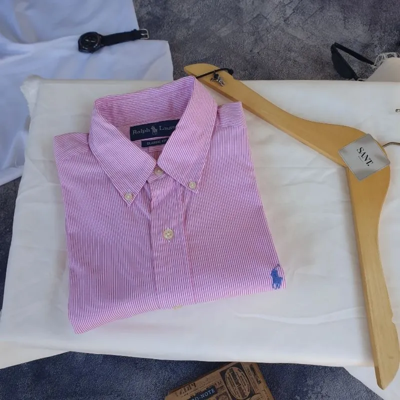 SN 1370 - polo ralph lauren oxford stripe pink shirt photo 1