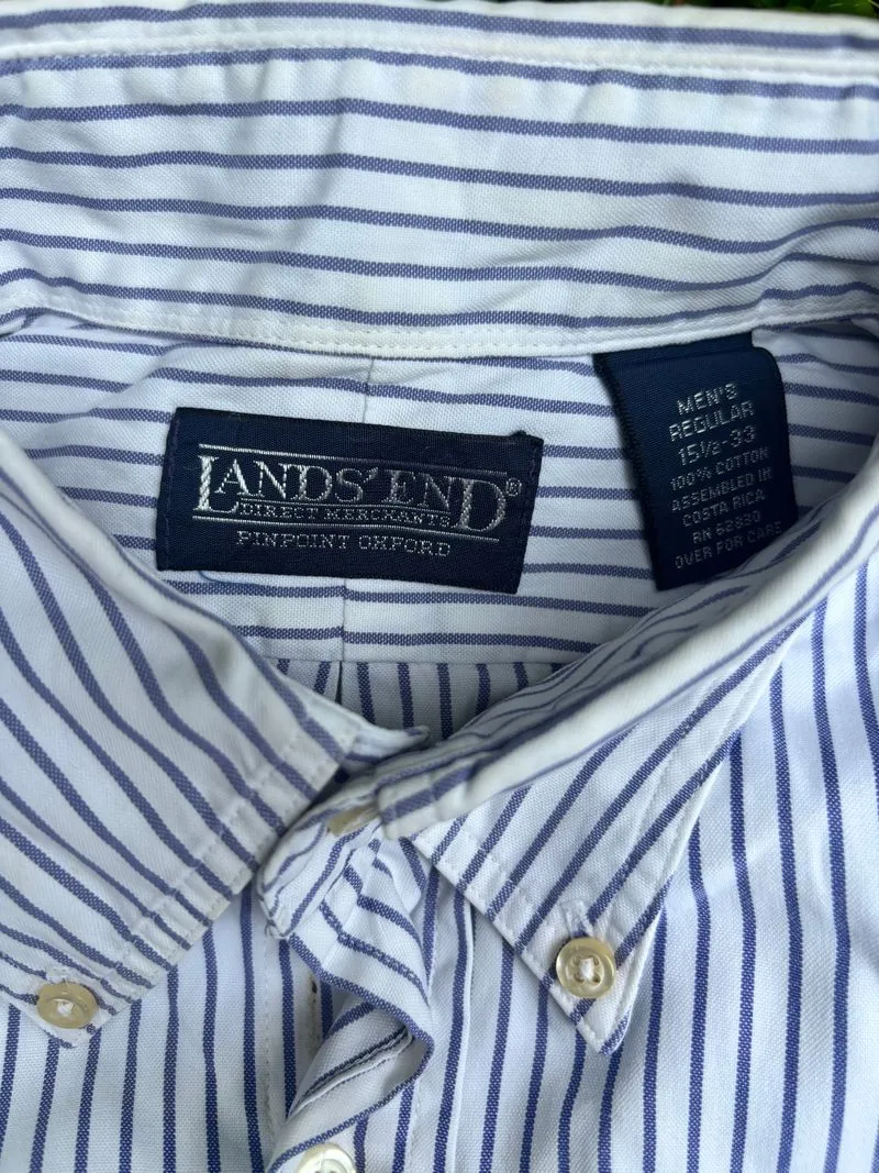 1990's Land's End Button Down Stripes Shirt photo 1