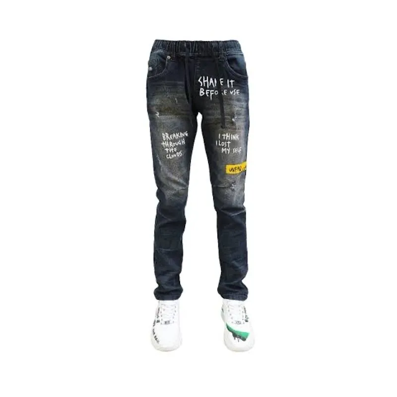 Goth Emo Jeans Pria white black photo 1