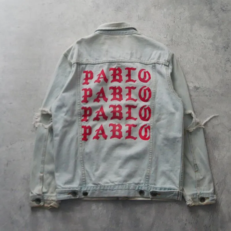 Vintage Pablo Kanye West Denim Jacket Distressed Style photo 1