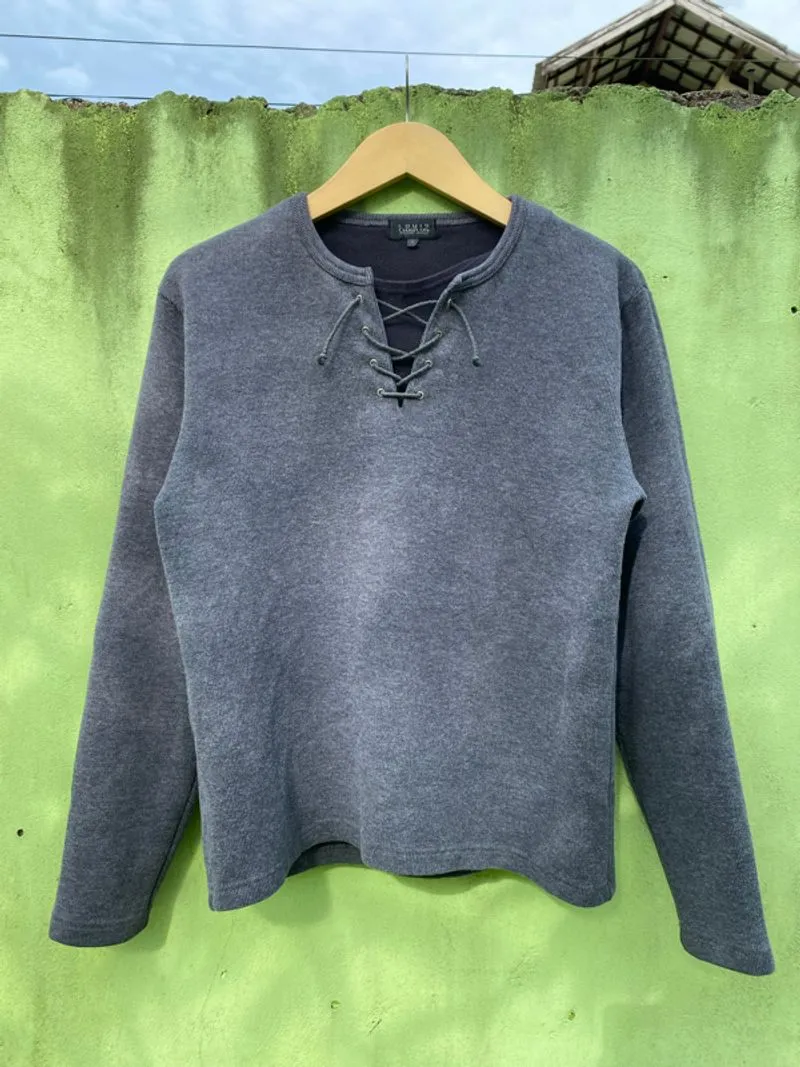 Louis Chavlon Vintage Lace-Up Knit Longsleeve Pullover photo 1