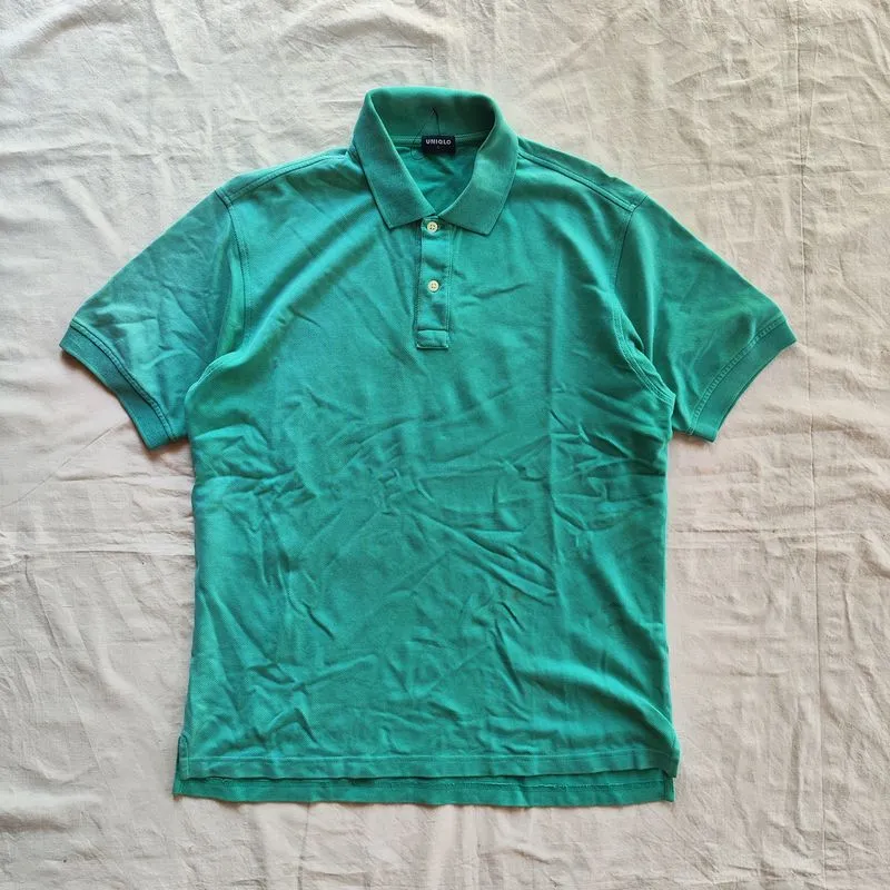 Uniqlo Streetwear Minimalist Polo shirt Pria green blue photo 1