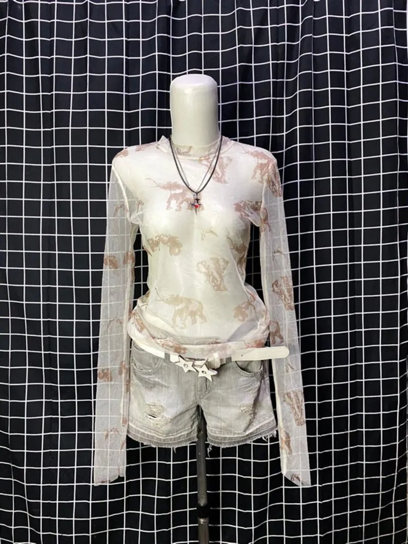y2k zero rules see through long sleeve photo 1