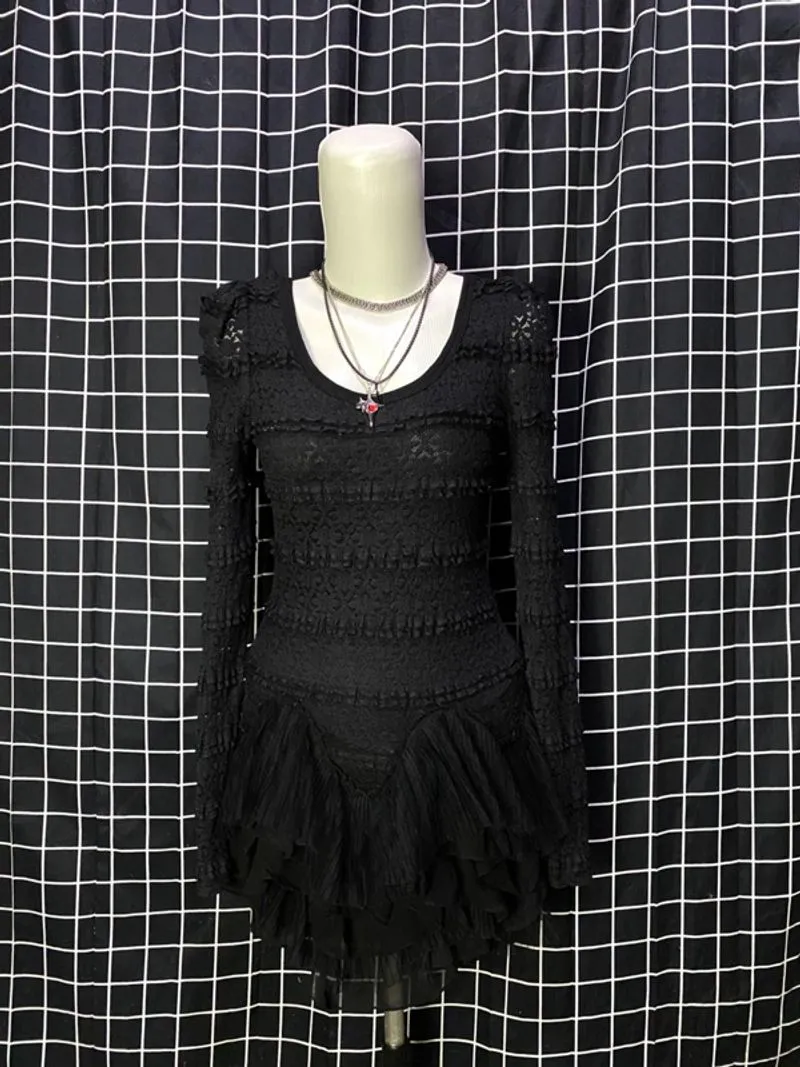 y2k ariose gothic dress see through long sleeve photo 1